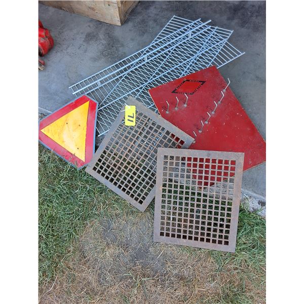 Coated Wire Shelves, Grate Covers, Slow Moving Sign