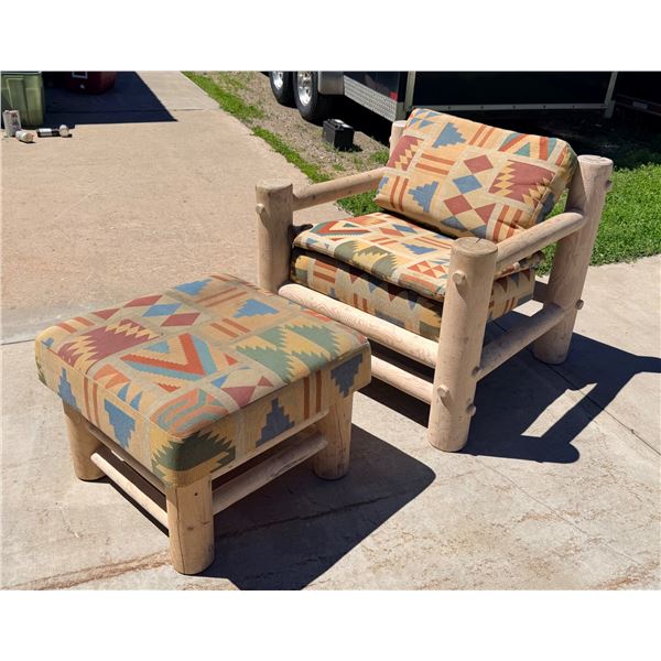 RUSTIC LOUNGE CHAIR WITH OTTOMAN