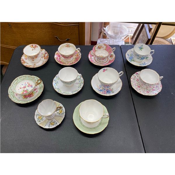 TEACUPS AND SAUCERS, LOT OF 10