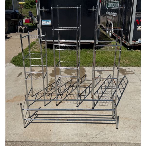CHROME-PLATED STEEL WIRE STORAGE SHELVING UNITS