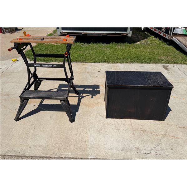 BLACK+DECKER WORKMATE 200 PORTABLE PROJECT CENTER AND VISE; WOODEN BOX