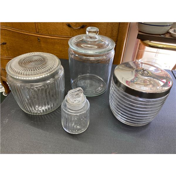VINTAGE GLASS STORAGE CONTAINERS, LOT
