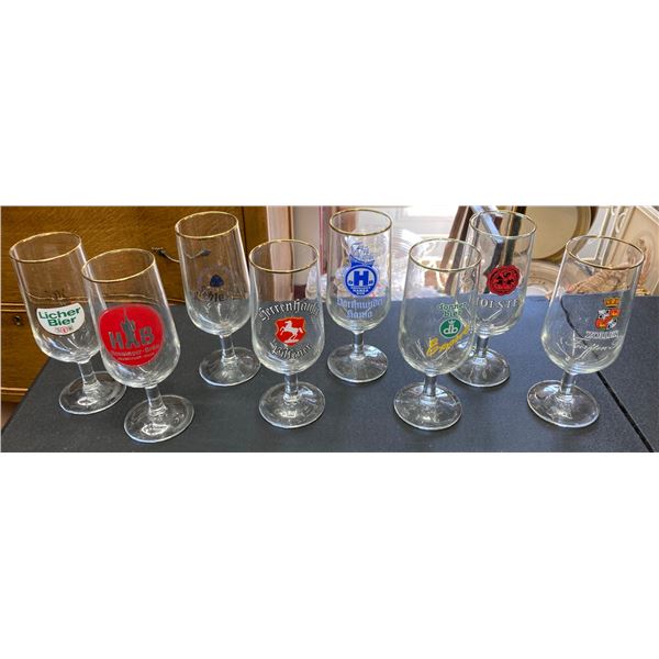 VINTAGE GERMAN PILSNER BEER GLASSES WITH VARIOUS BREWERY LOGOS