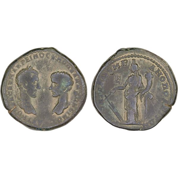 ROMAN PROVINCIAL: MOESIA: Macrinus, with Diadumenian, 217-218 AD, AE pentassarion, Marcianopolis, F-