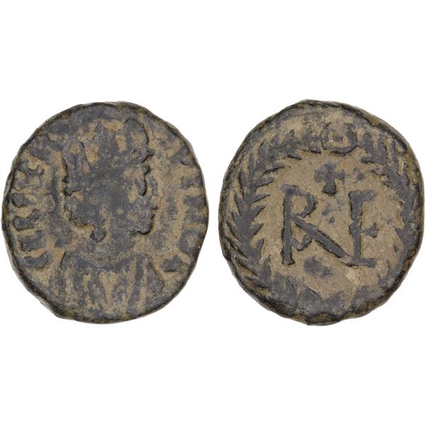 OSTROGOTHS: Theoderic, 493-526, AE 10 nummi (3.14g), Ravenna, VF