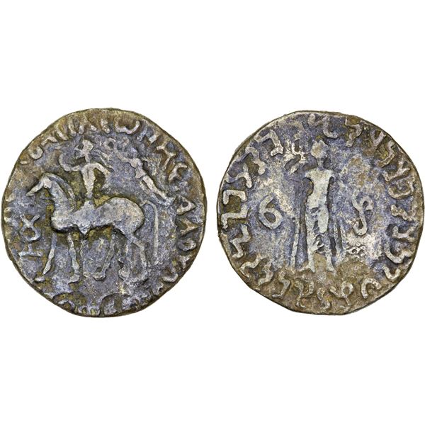 INDO-PARTHIAN: Gondophares, ca. 20-50 AD, AR tetradrachm (8.50g), VF