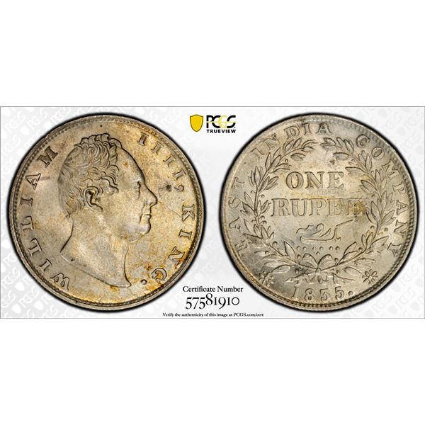 BRITISH INDIA: William IV, 1830-1837, AR rupee, 1835(c), PCGS MS63