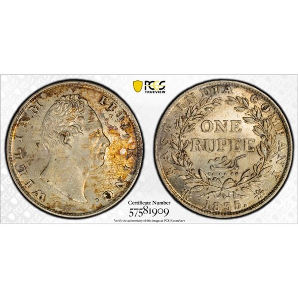 BRITISH INDIA: William IV, 1830-1837, AR rupee, 1835(c), PCGS MS62