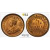 Image 1 : BRITISH INDIA: George V, 1910-1936, AE 1/2 pice, 1921(c), PCGS MS65 RD