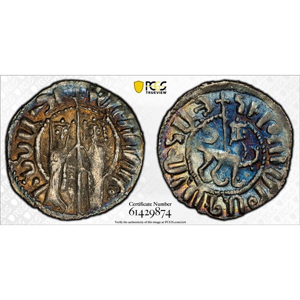 ARMENIA: Hetoum I, 1226-1270, AR tram (2.95g), ND (1226-70), PCGS AU55