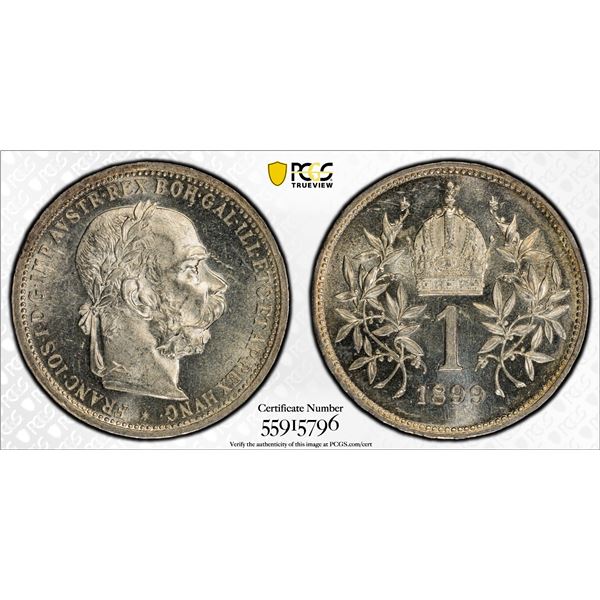 AUSTRIA: Franz Josef I, 1848-1916, AR corona, 1899, PCGS MS63