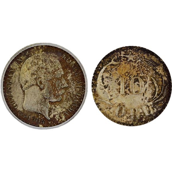 DENMARK: Christian IX, 1863-1906, AR 10 øre, 1904, ICG graded MS67