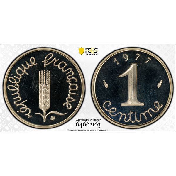 FRANCE: AR centime, 1977, PCGS Specimen 68