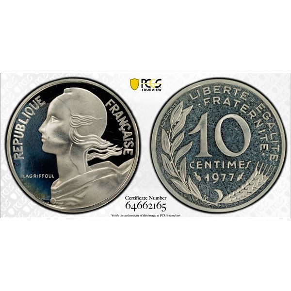 FRANCE: AR 10 centimes, 1977, PCGS Specimen 67