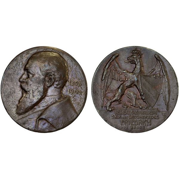 BADEN: Friedrich I, 1856-1907, AE medal, VF