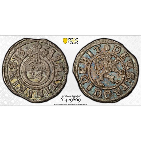 BRUNSWICK-WOLFENBÜTTEL: Friedrich Ulrich, 1613-1634, AR 1/24 thaler, 1619, PCGS MS63