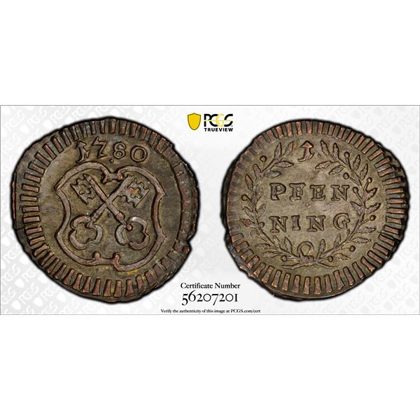 REGENSBURG: Free Imperial City, AR pfennig, 1780, PCGS MS63