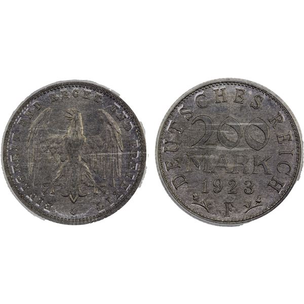 GERMANY: Weimar Republic, 200 mark, Stuttgart, 1923-F, ICG graded MS66