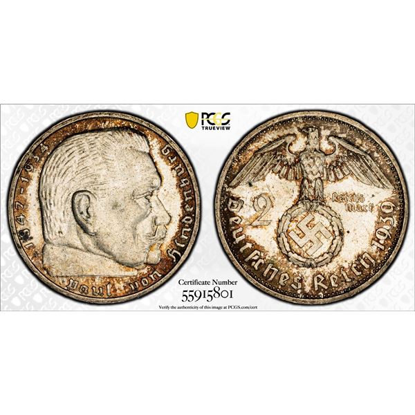 GERMANY: Third Reich, AR 2 reichsmark, 1939-A, PCGS MS64