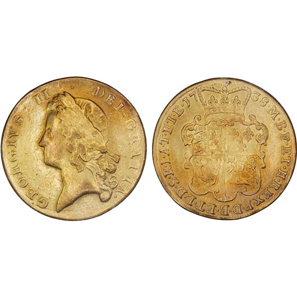 GREAT BRITAIN: George II, 1727-1760, AV 2 guineas, 1738, ANACS Net VG8 details