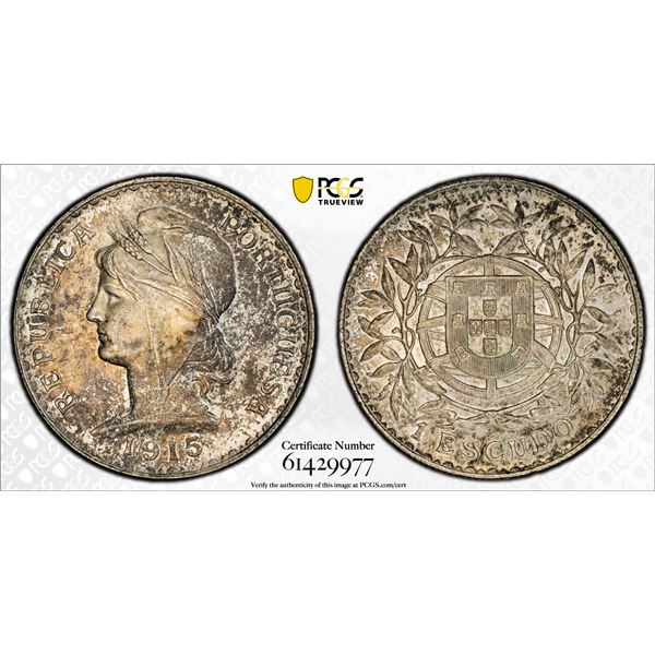PORTUGAL: Republic, AR escudo, 1915, PCGS MS62