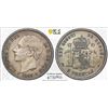 Image 1 : SPAIN: Alfonso XII, 1874-1885, AR 5 pesetas, 1885 (86), PCGS EF45