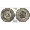 Image 1 : SWITZERLAND: Confederation, 20 rappen, 1920-B, PCGS MS66