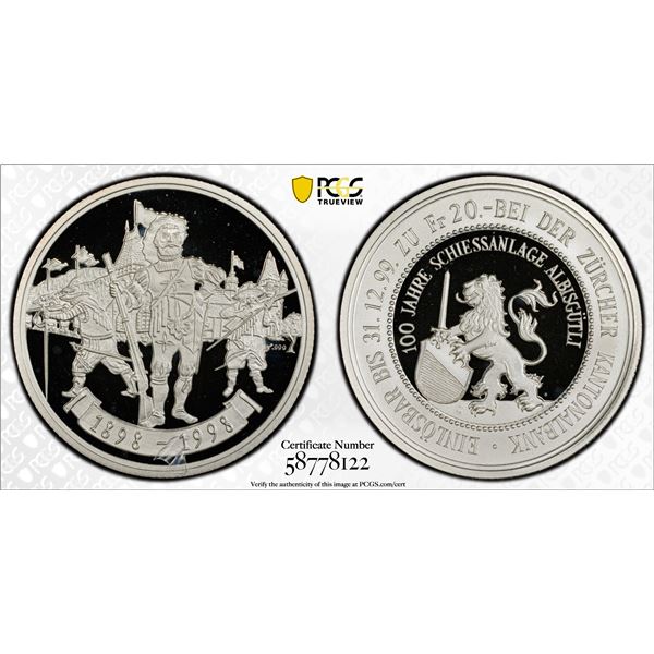 SWITZERLAND: Confederation, AR 20 francs, 1998, PCGS PF69 Deep Cameo