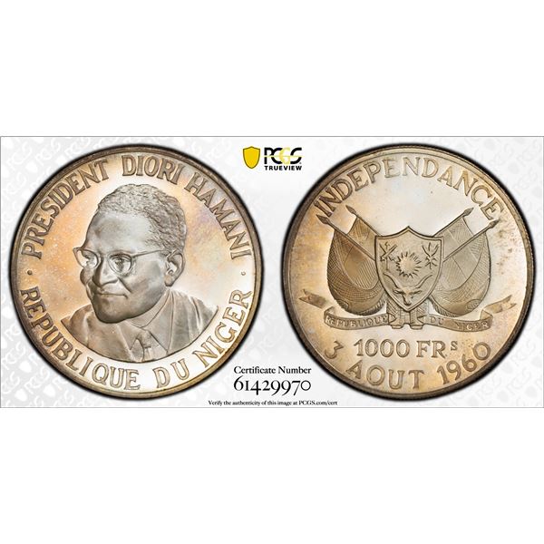 NIGER: Republic, AR 1000 francs, 1960, PCGS PF67 Deep Cameo