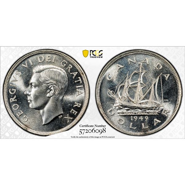 CANADA: George VI, 1936-1952, AR dollar, 1949, PCGS MS65