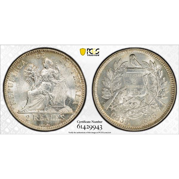 GUATEMALA: Republic, AR 2 reales, 1898, PCGS MS63