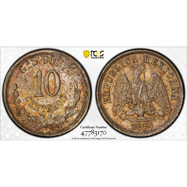 MEXICO: Republic, AR 10 centavos, 1894-Ga, PCGS MS64