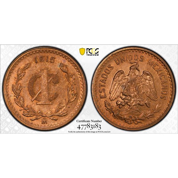 MEXICO: Estados Unidos, AE centavo, 1915-Mo, PCGS MS64 RB