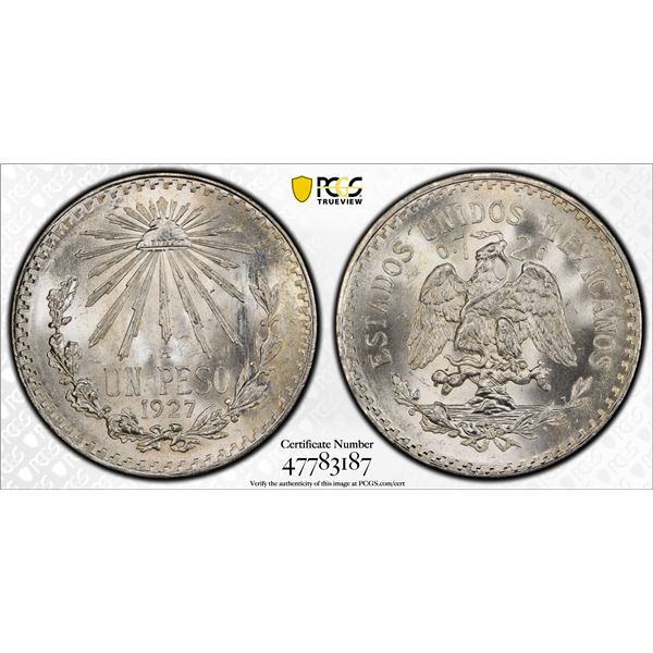 MEXICO: Estados Unidos, AR peso, 1927-M, PCGS MS66