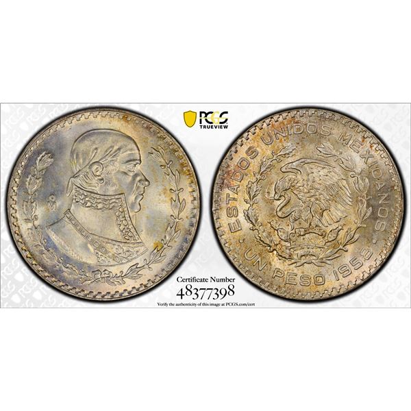 MEXICO: Estados Unidos, AR peso, 1958-Mo, PCGS MS66