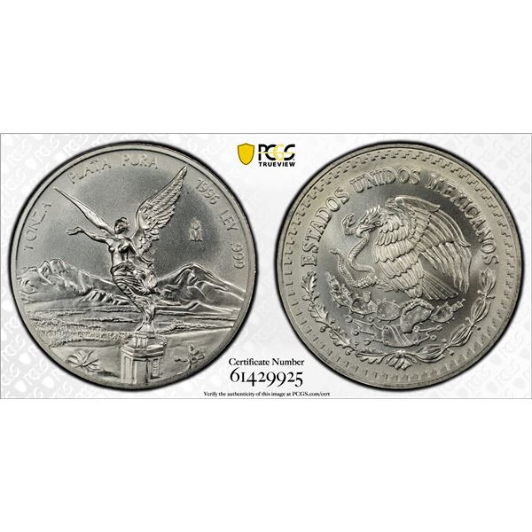 MEXICO: Estados Unidos, AR onza, 1996, PCGS UNC details