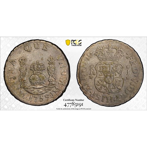 PERU: Fernando VI, 1746-1759, AR real, 1759, PCGS EF45