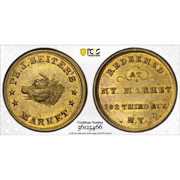 UNITED STATES: brass cent token, ND, PCGS MS64