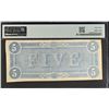 Image 2 : UNITED STATES CIVIL WAR: CONFEDERACY: 5 dollars, 17.2.1864, PMG AU53