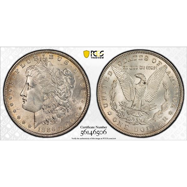 UNITED STATES: AR dollar, 1886, PCGS MS62