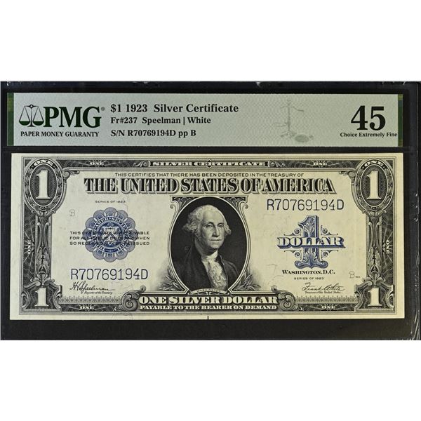 UNITED STATES: 1 dollar, 1923, PMG EF45