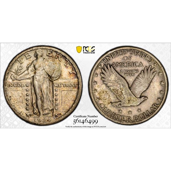 UNITED STATES: AR 25 cents, 1924-S, PCGS XF details