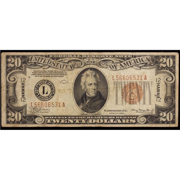 UNITED STATES: 20 dollars, 1934, Fine