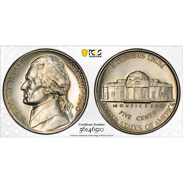 UNITED STATES: 5 cents, 1940, PCGS Proof 65