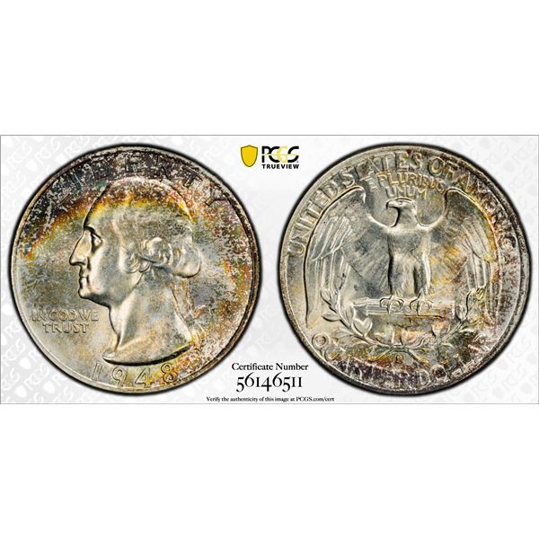 UNITED STATES: AR 25 cents, 1948-S, PCGS MS65