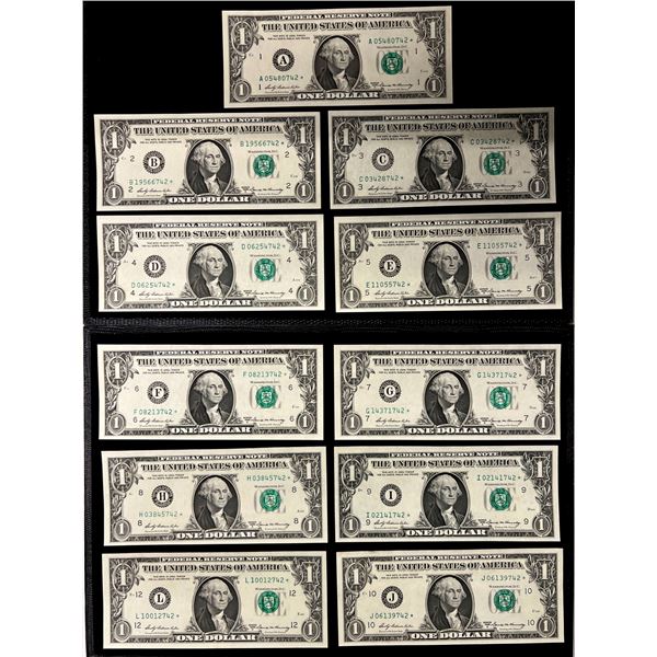 UNITED STATES: SET of 11 banknotes, 1969-A, Choice Unc