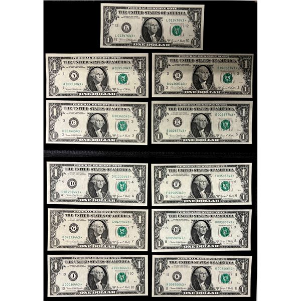 UNITED STATES: SET of 11 banknotes, 1969-D, Choice Unc