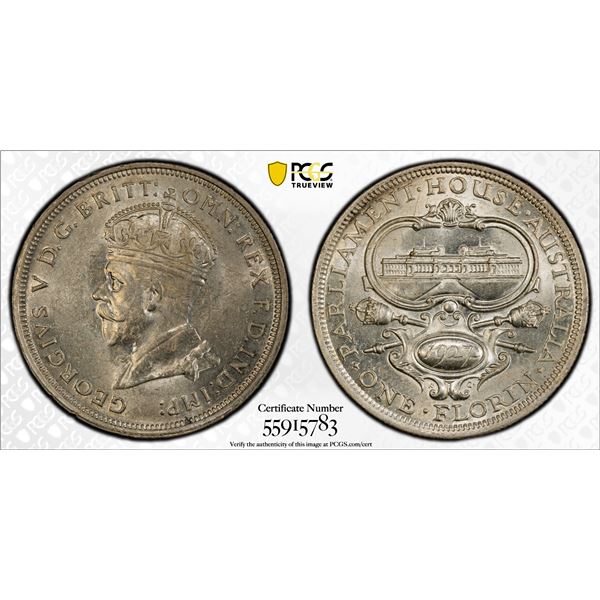 AUSTRALIA: George V, 1910-1936, AR florin, 1927, PCGS MS61