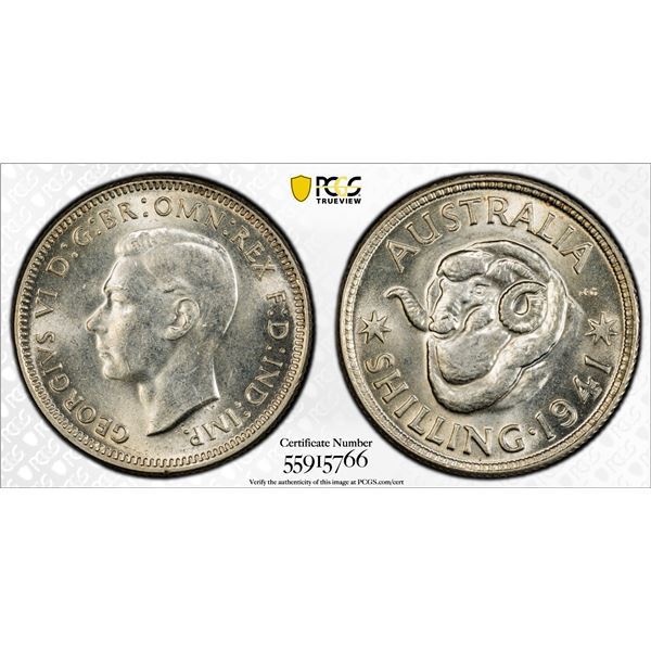 AUSTRALIA: George VI, 1936-1952, AR shilling, 1941, PCGS MS63