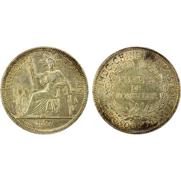 FRENCH INDOCHINA: AR piastre, 1897-A, XF
